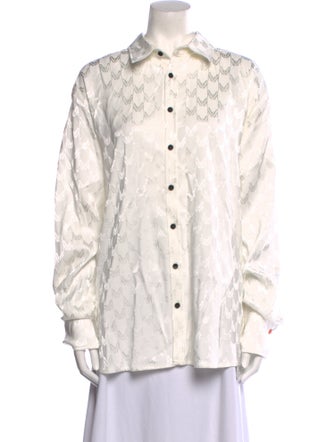 Marcell Von Berlin Printed Long Sleeve Button-Up Top