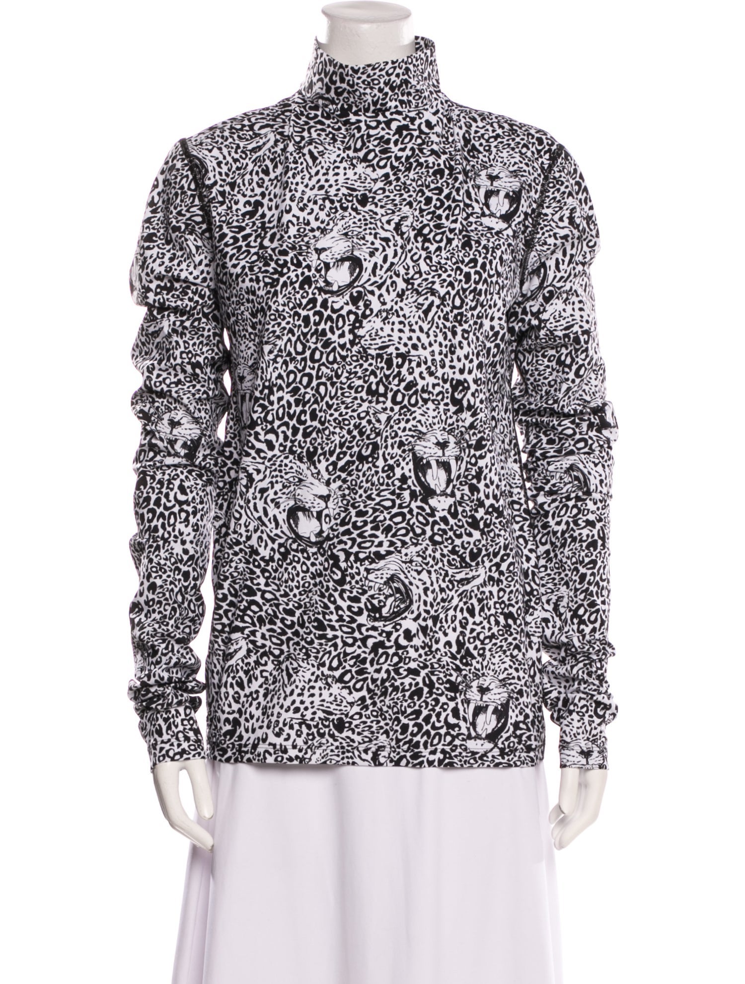 Marcell Von Berlin Animal Print Mock Neck Blouse