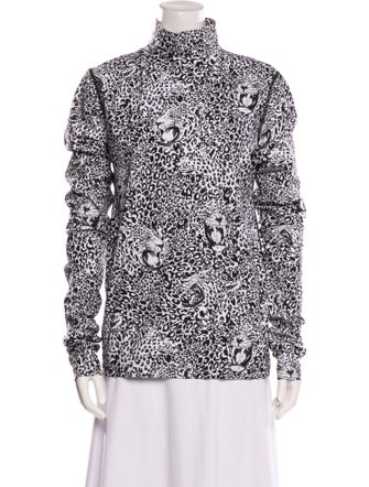 Marcell Von Berlin Animal Print Mock Neck Blouse