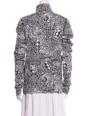 Marcell Von Berlin Animal Print Mock Neck Blouse