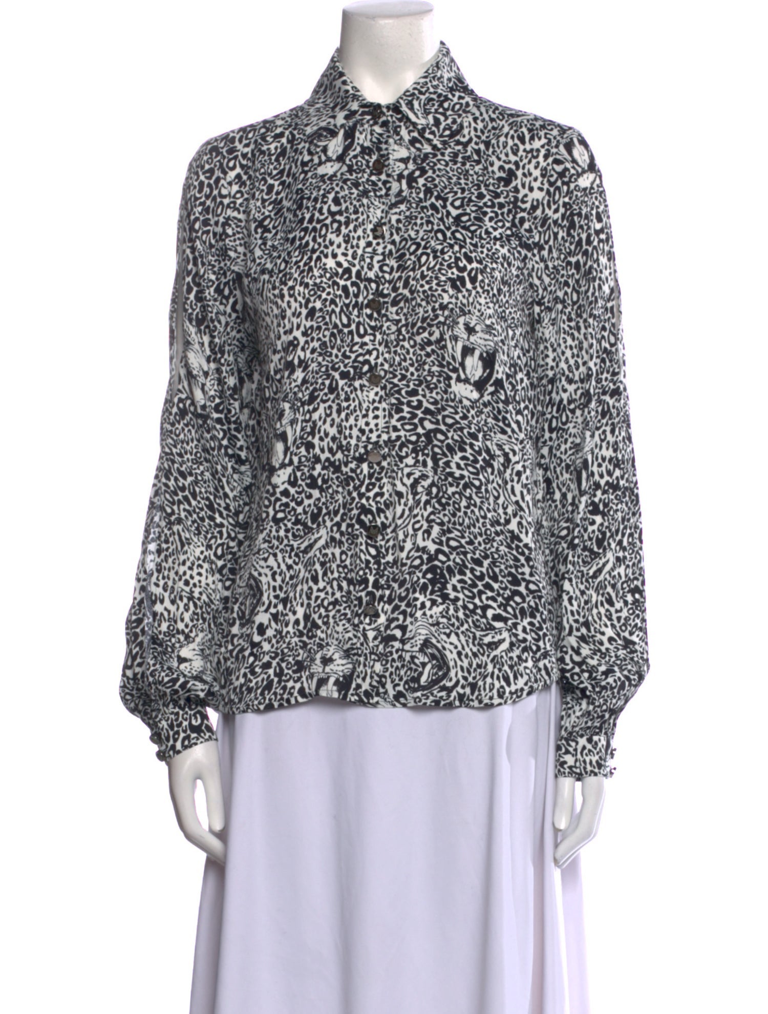 Marcell Von Berlin Silk Printed Button-Up Top