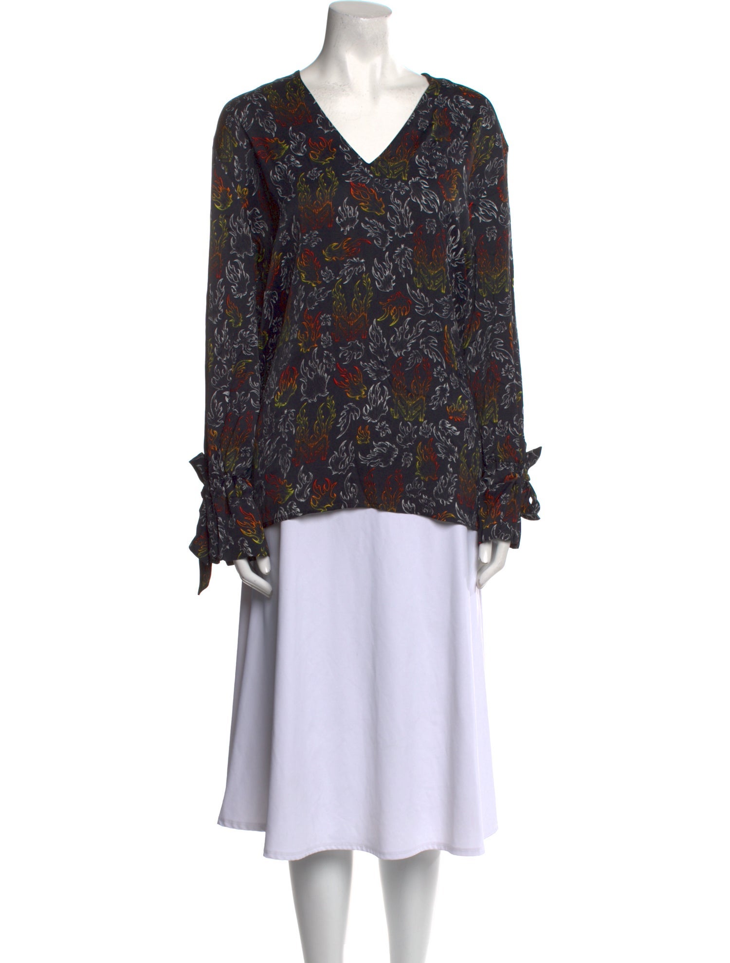 Marcell Von Berlin Floral Print V-Neck Blouse