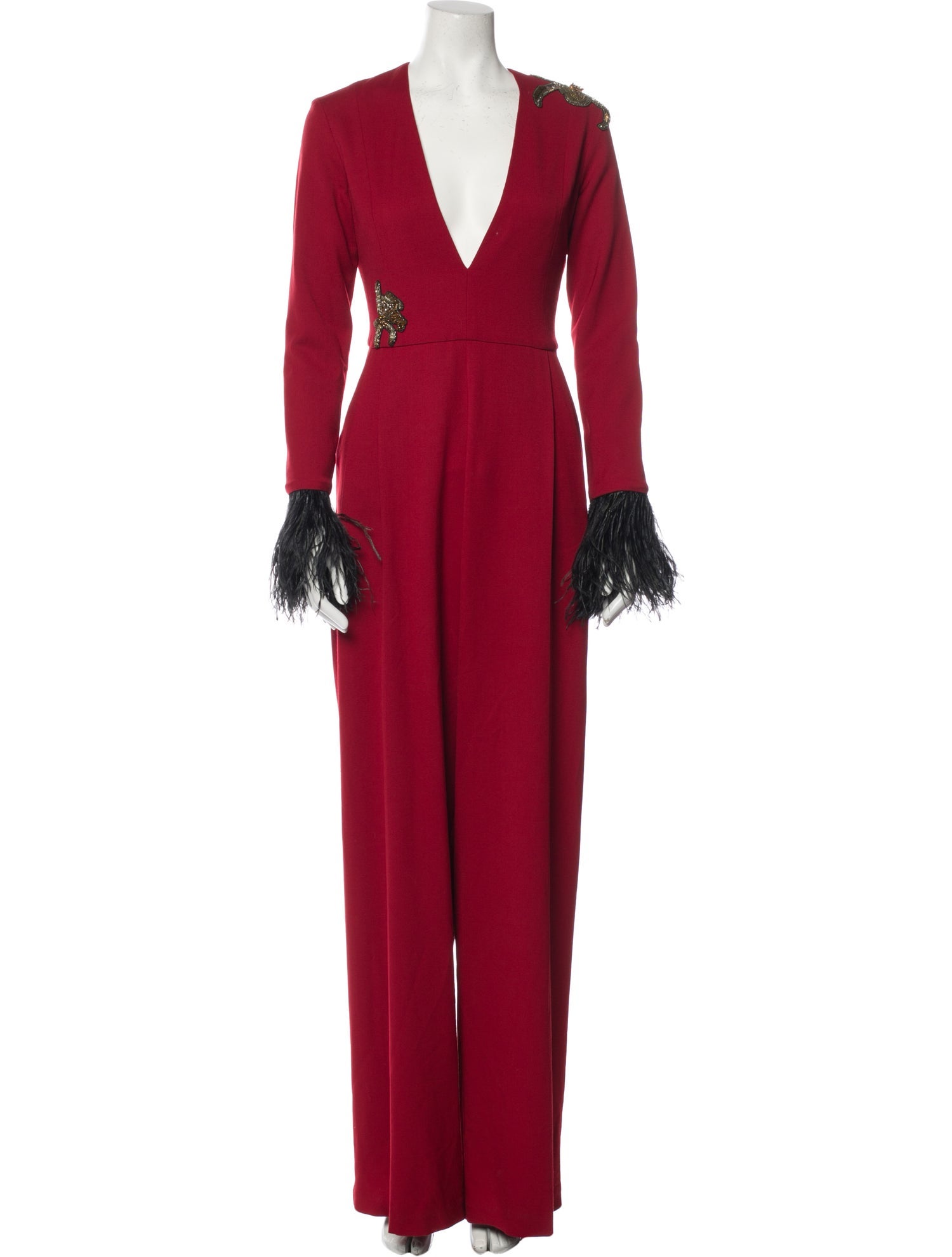 Marcell Von Berlin Wool Plunge Neckline Jumpsuit
