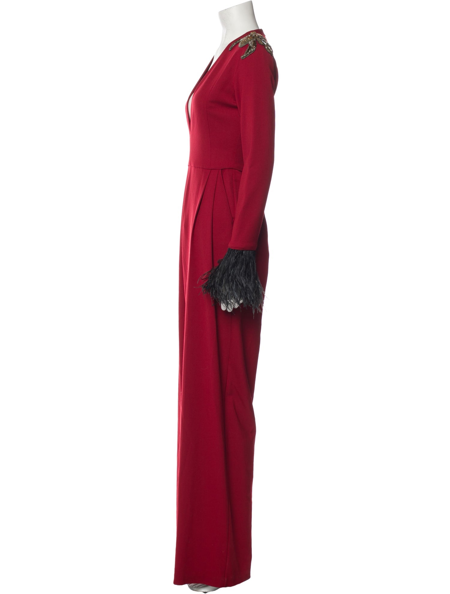 Marcell Von Berlin Wool Plunge Neckline Jumpsuit