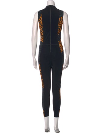 Marcell Von Berlin Graphic Print Mock Neck Jumpsuit