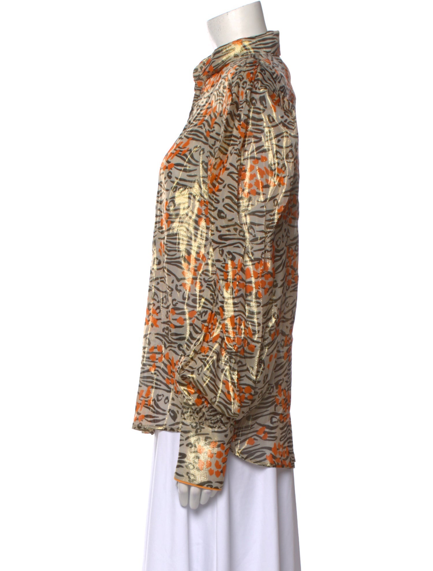 Marcell Von Berlin Printed Long Sleeve Button-Up Top w/ Tags