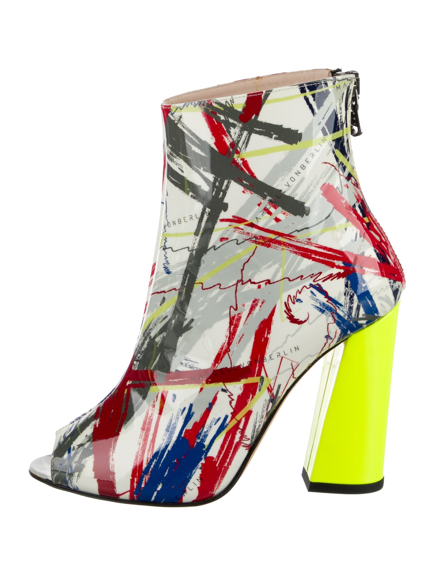 Marcell Von Berlin Patent Leather Printed Lace-Up Boots