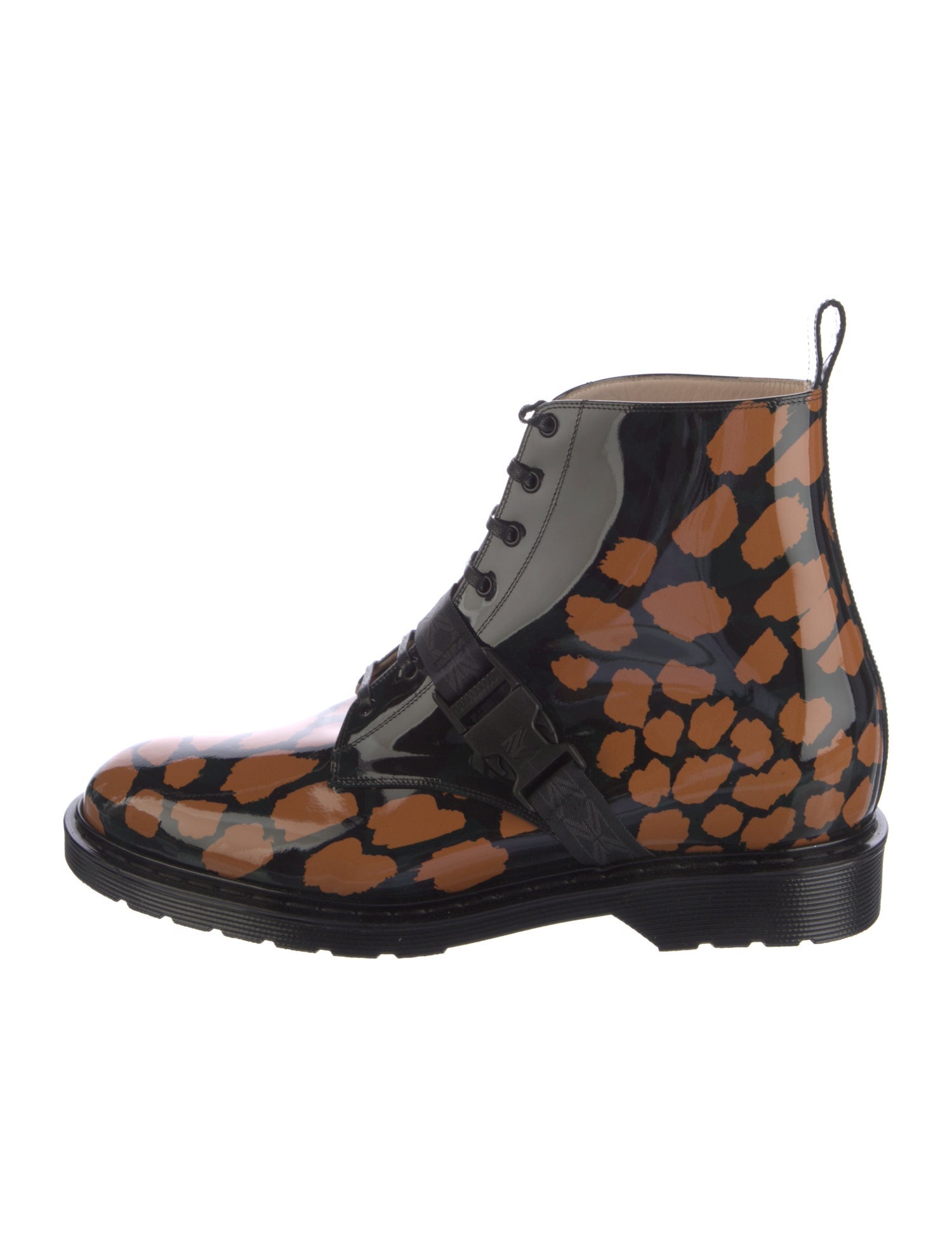 Marcell Von Berlin Patent Leather Animal Print Lace-Up Boots