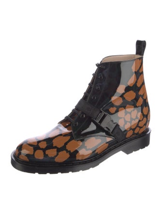 Marcell Von Berlin Patent Leather Animal Print Lace-Up Boots