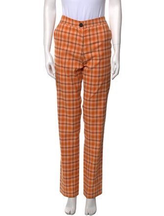 Marcell Von Berlin Plaid Print Straight Leg Pants