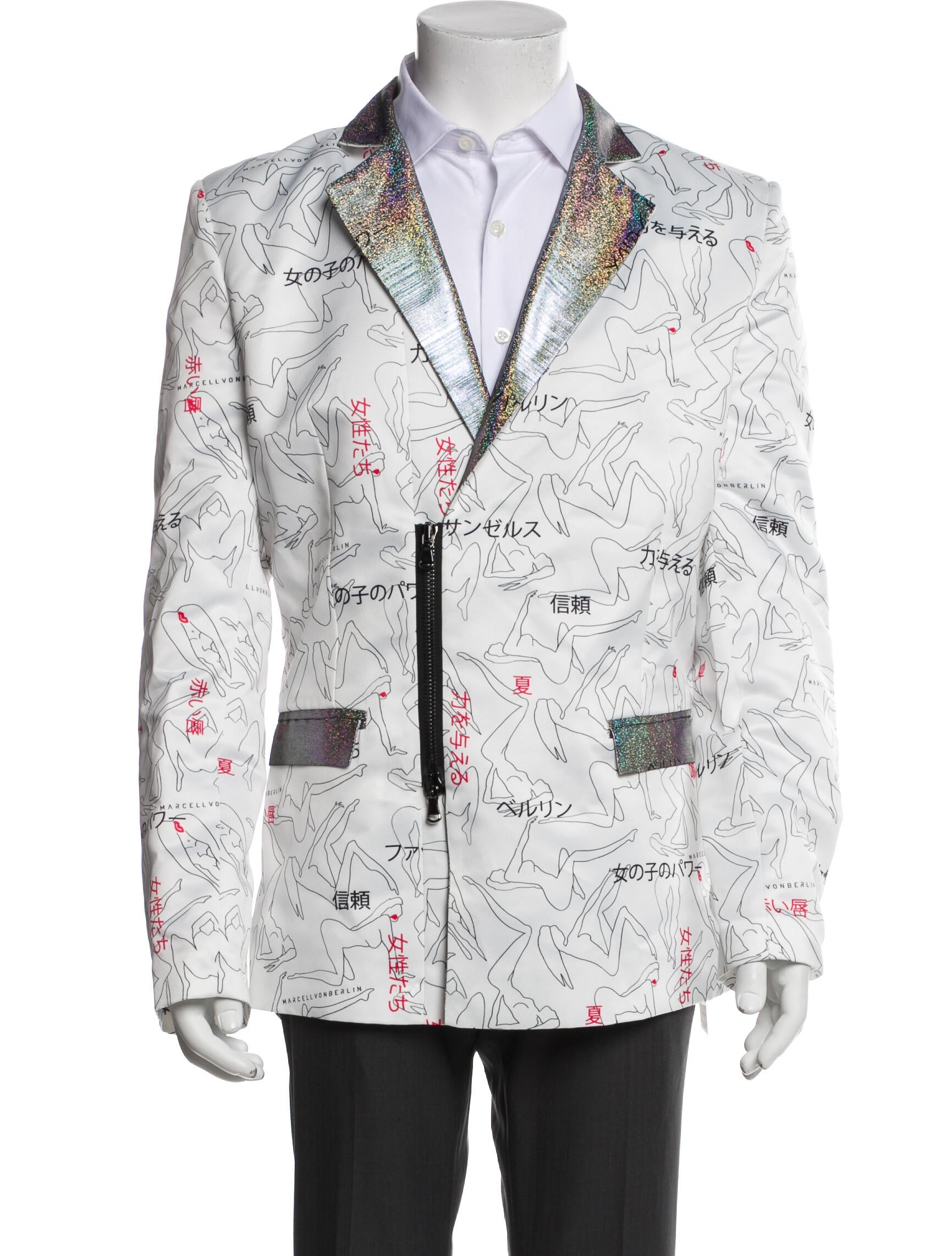 Marcell Von Berlin Holographic Graphic Print Blazer