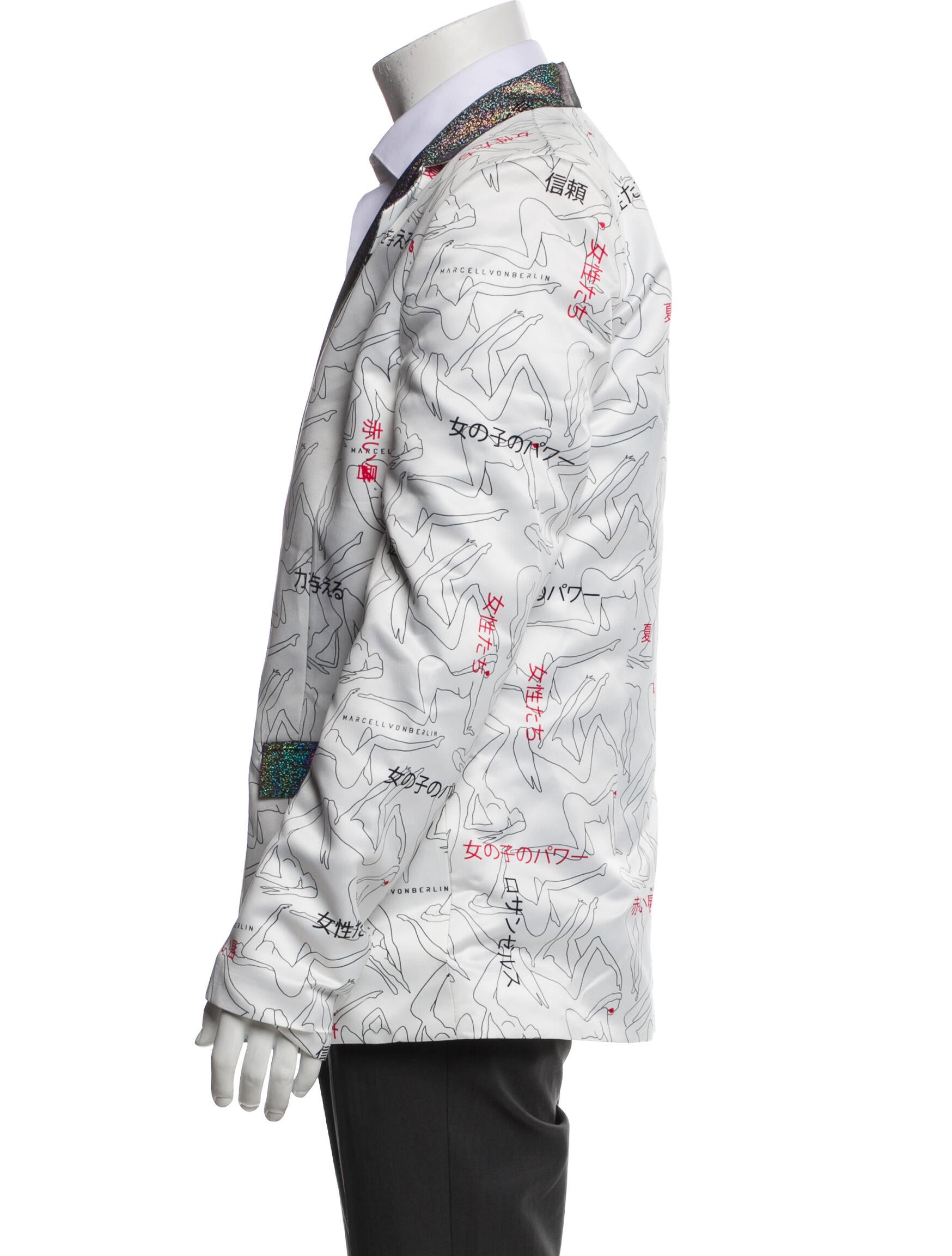 Marcell Von Berlin Holographic Graphic Print Blazer