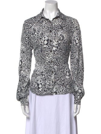 Marcell Von Berlin Printed Long Sleeve Button-Up Top