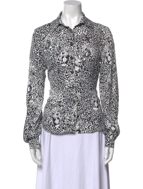 Marcell Von Berlin Printed Long Sleeve Button-Up Top