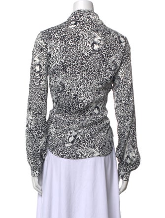 Marcell Von Berlin Printed Long Sleeve Button-Up Top