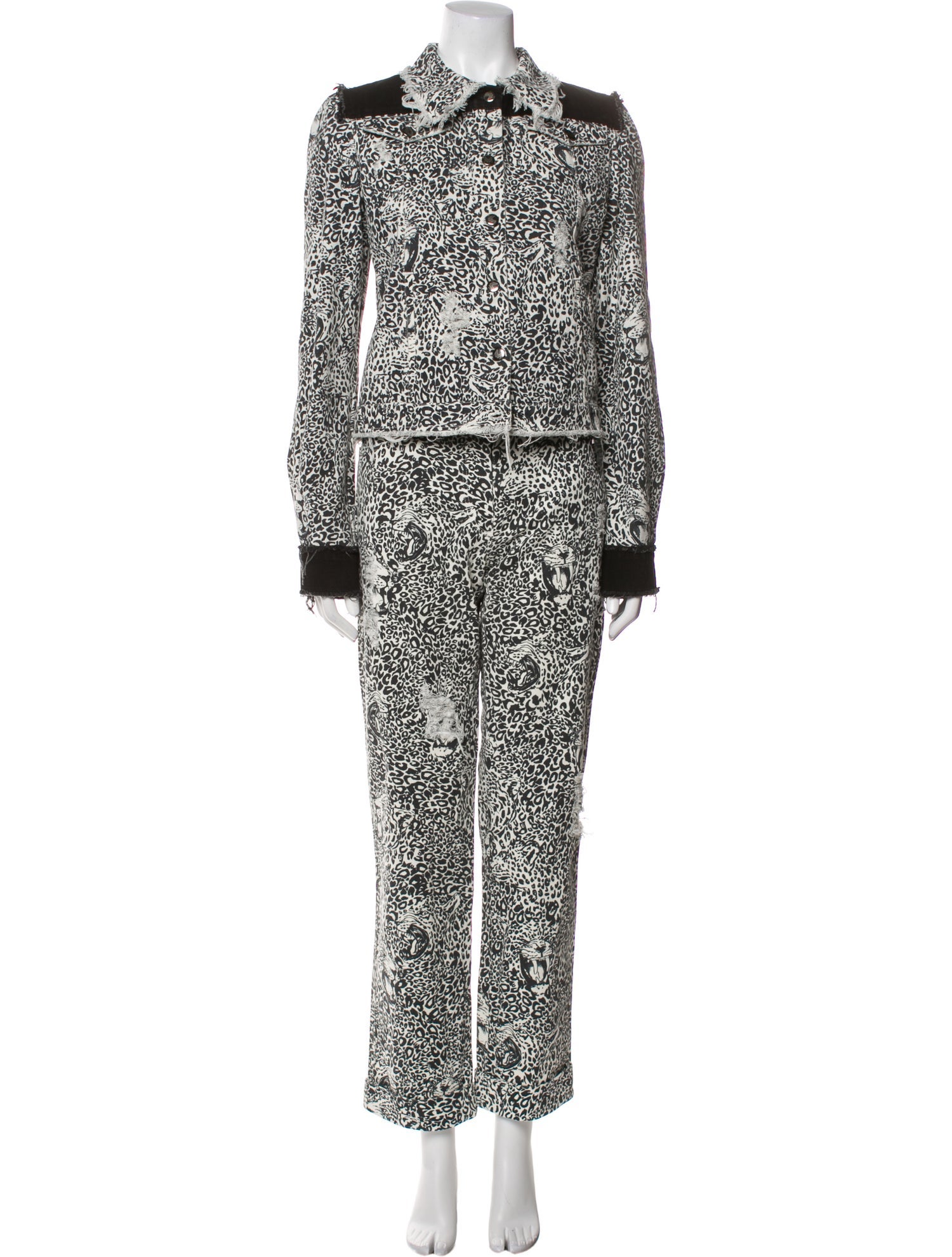 Marcell Von Berlin Animal Print Distressed Accents Pant Set w/ Tags