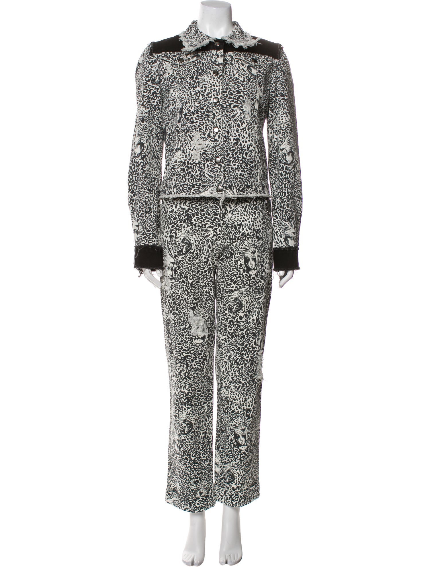 Marcell Von Berlin Animal Print Distressed Accents Pant Set w/ Tags