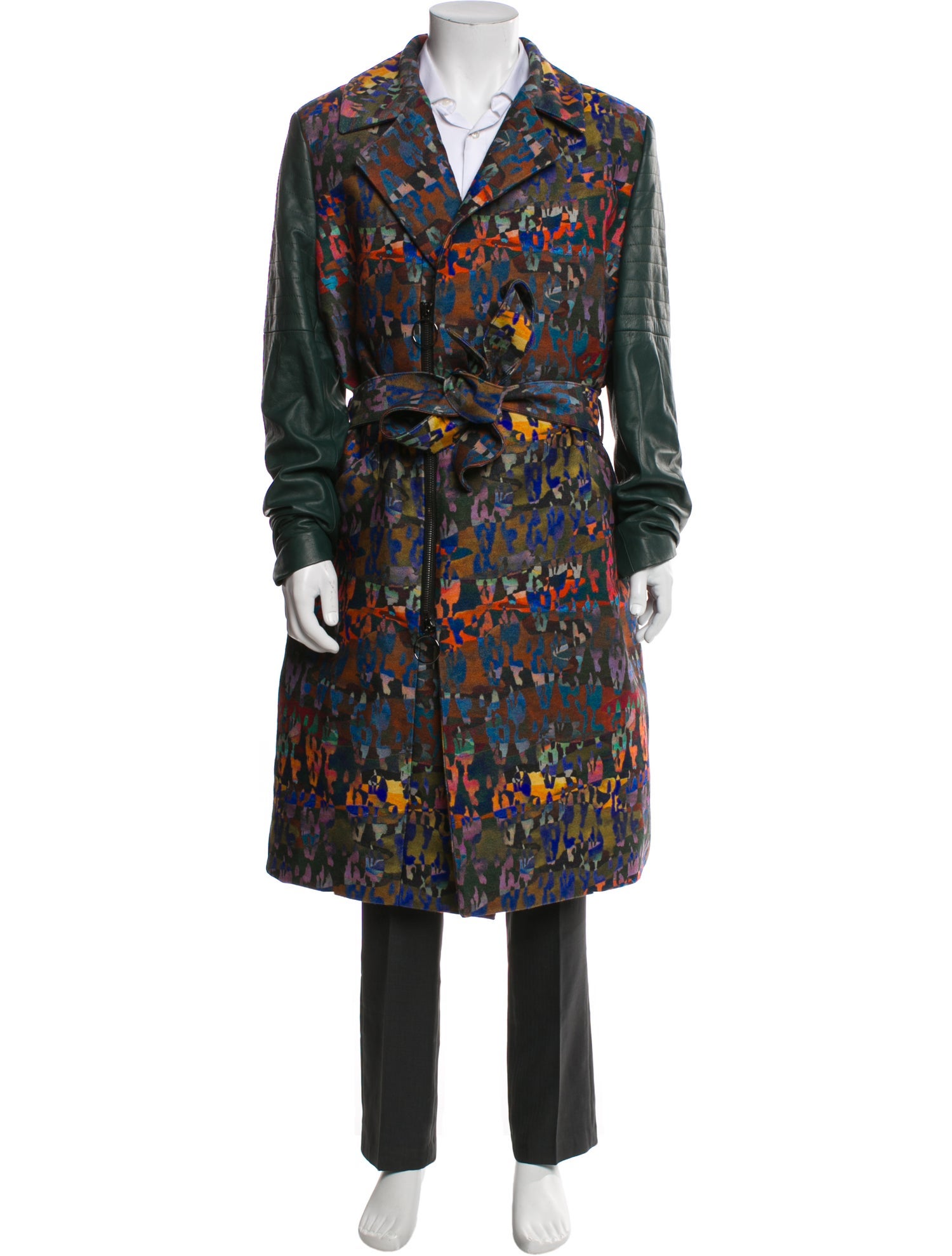 Marcell Von Berlin Lamb Leather Plaid Print Trench Coat w/ Tags