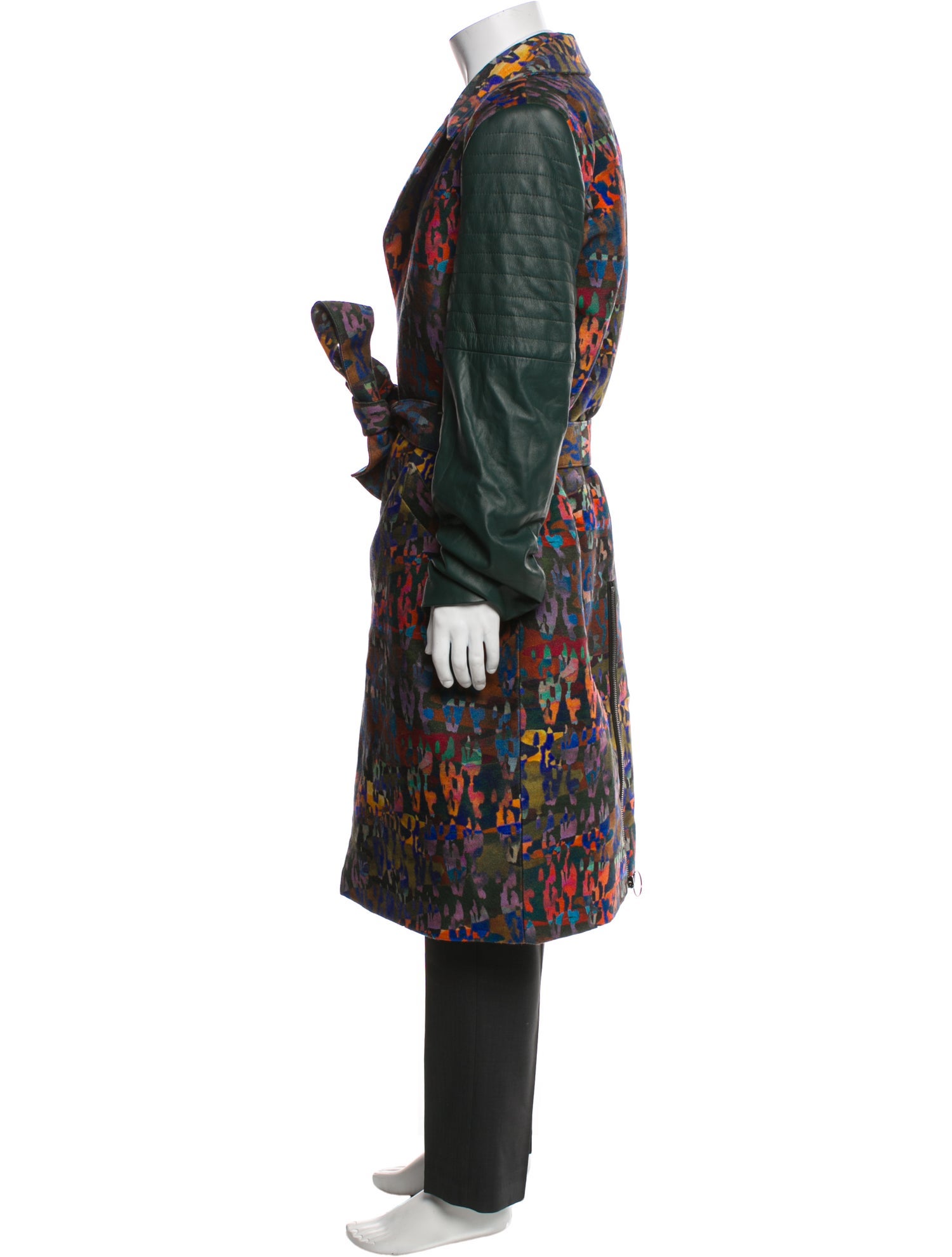 Marcell Von Berlin Lamb Leather Plaid Print Trench Coat w/ Tags