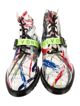 Marcell Von Berlin Patent Leather Printed Lace-Up Boots