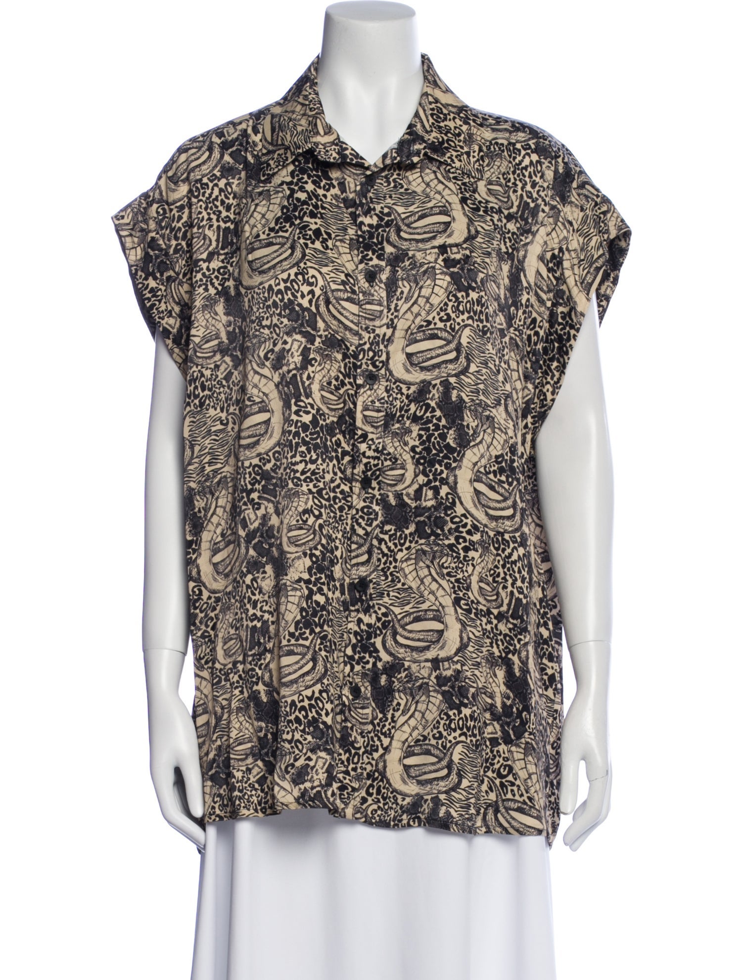 Marcell Von Berlin Printed Short Sleeve Button-Up Top w/ Tags