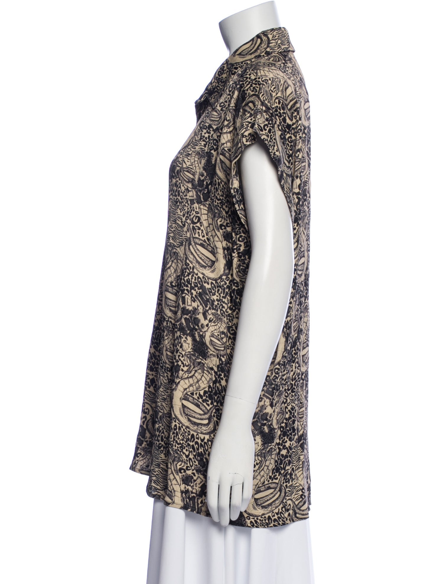 Marcell Von Berlin Printed Short Sleeve Button-Up Top w/ Tags