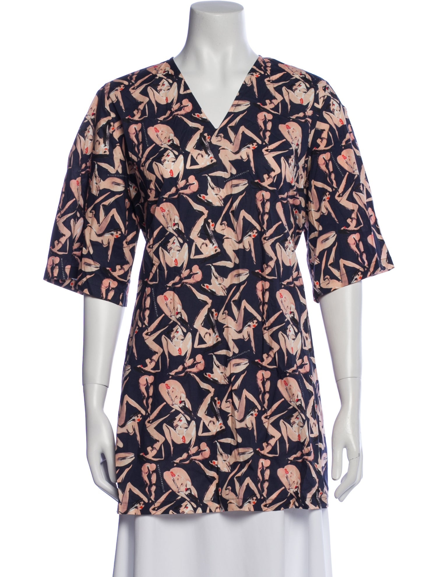 Marcell Von Berlin Printed V-Neck Tunic w/ Tags