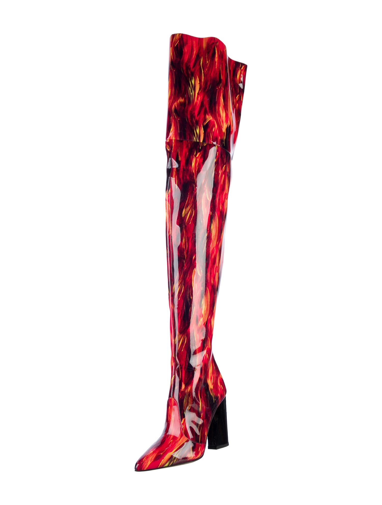 Marcell Von Berlin Patent Leather Printed Sock Boots