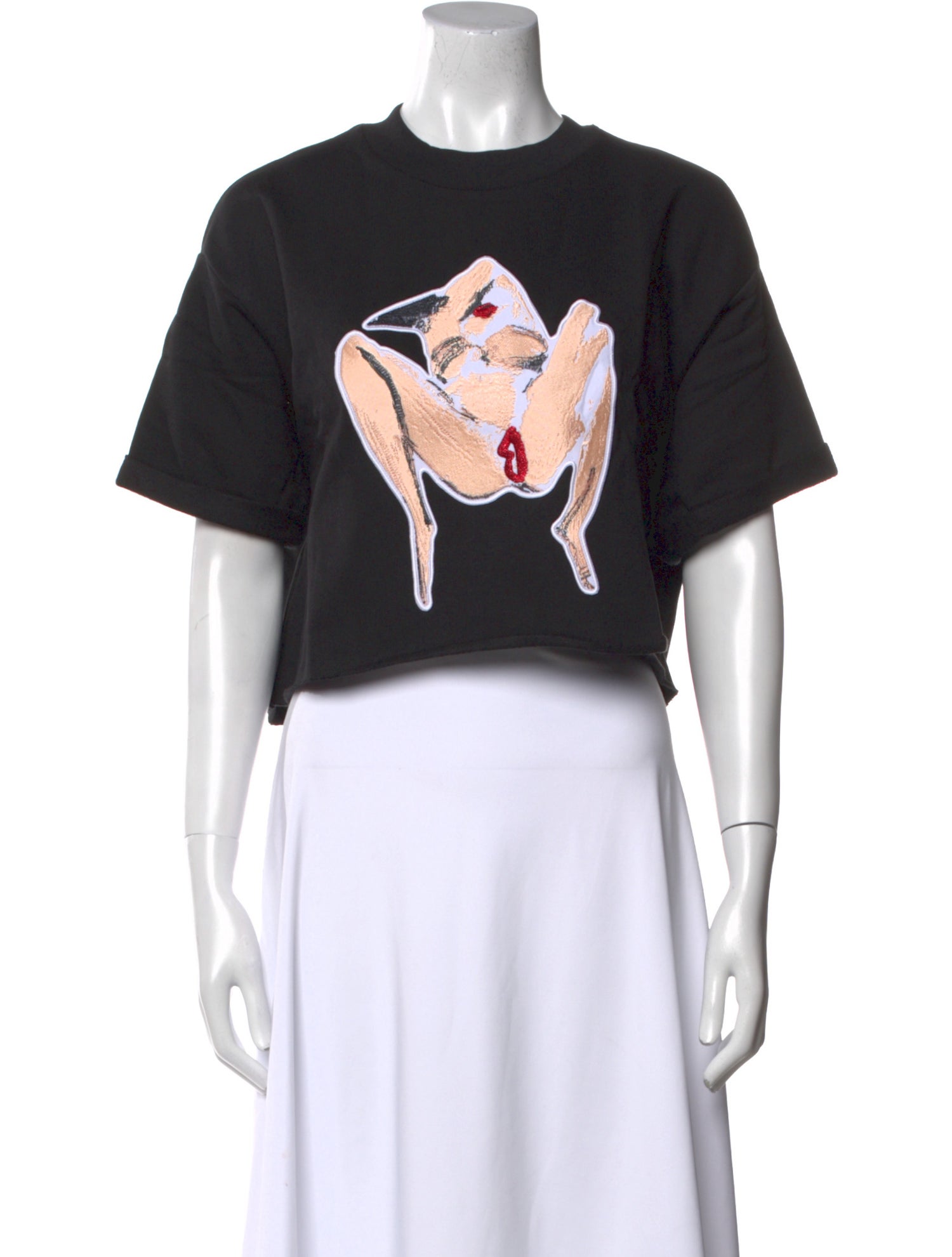 Marcell Von Berlin Graphic Print Crew Neck Crop Top