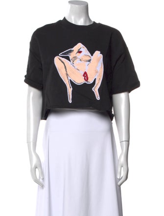 Marcell Von Berlin Graphic Print Crew Neck Crop Top