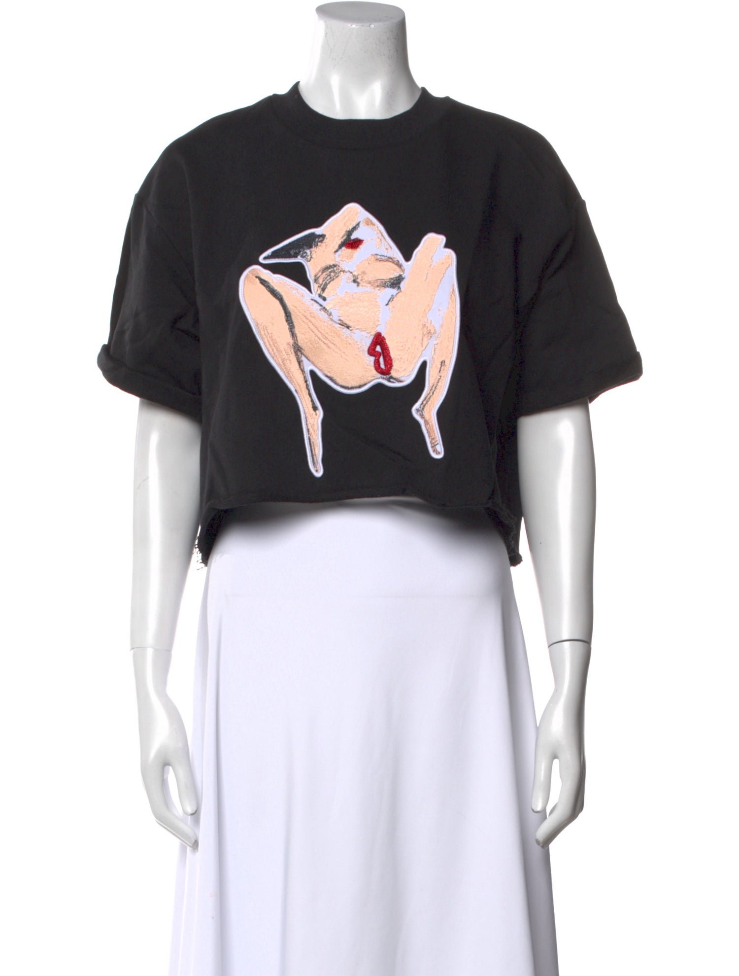 Marcell Von Berlin Graphic Print Crew Neck Crop Top