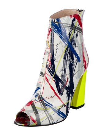 Marcell Von Berlin Patent Leather Printed Lace-Up Boots