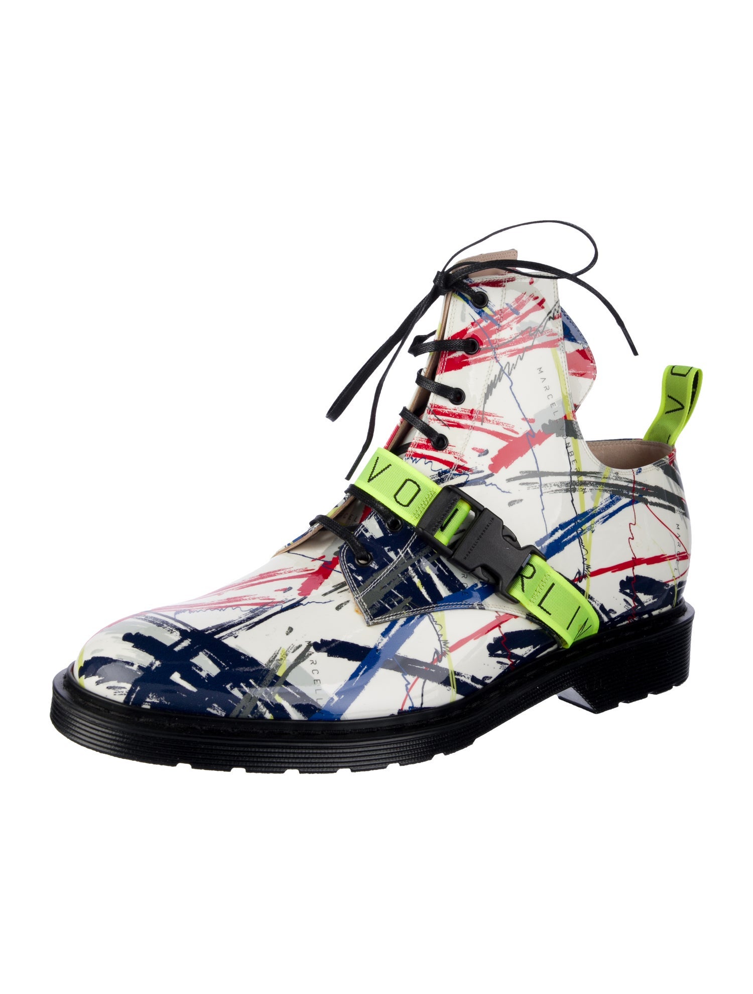 Marcell Von Berlin Patent Leather Colorblock Pattern Sneakers