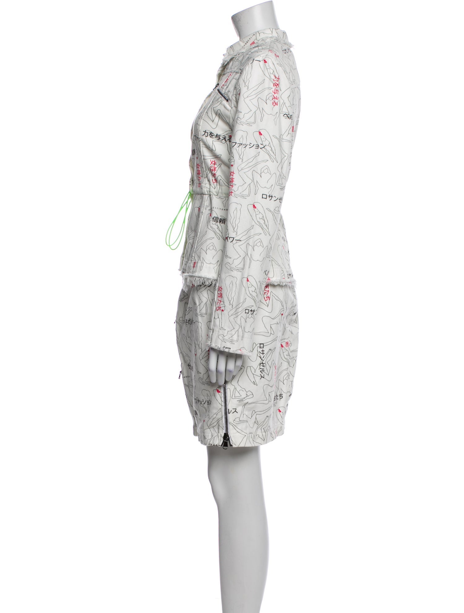 Marcell Von Berlin Printed Raw-Edge Trim Skirt Suit w/ Tags