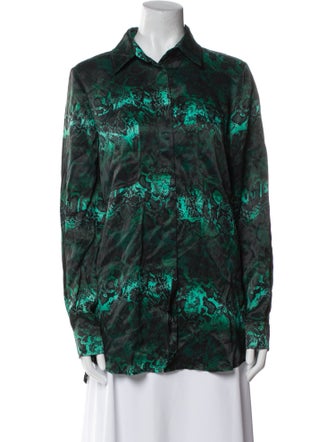 Marcell Von Berlin Silk Printed Button-Up Top