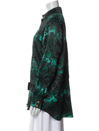 Marcell Von Berlin Silk Printed Button-Up Top