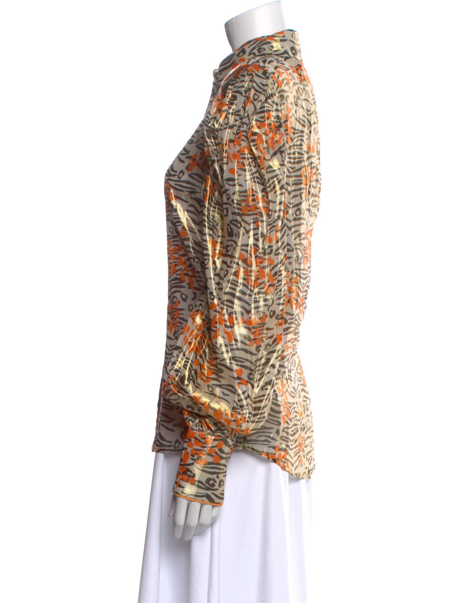 Marcell Von Berlin Printed Long Sleeve Button-Up Top