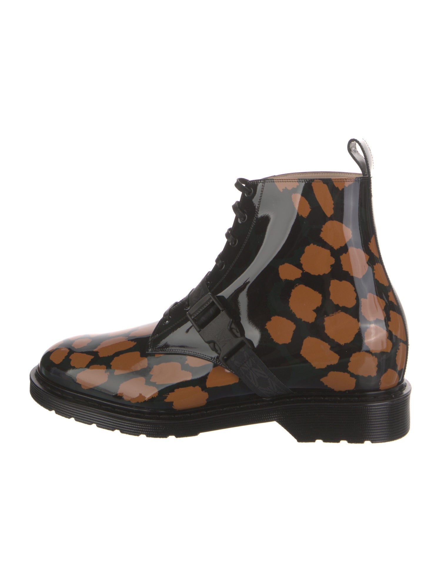 Marcell Von Berlin Patent Leather Printed Combat Boots