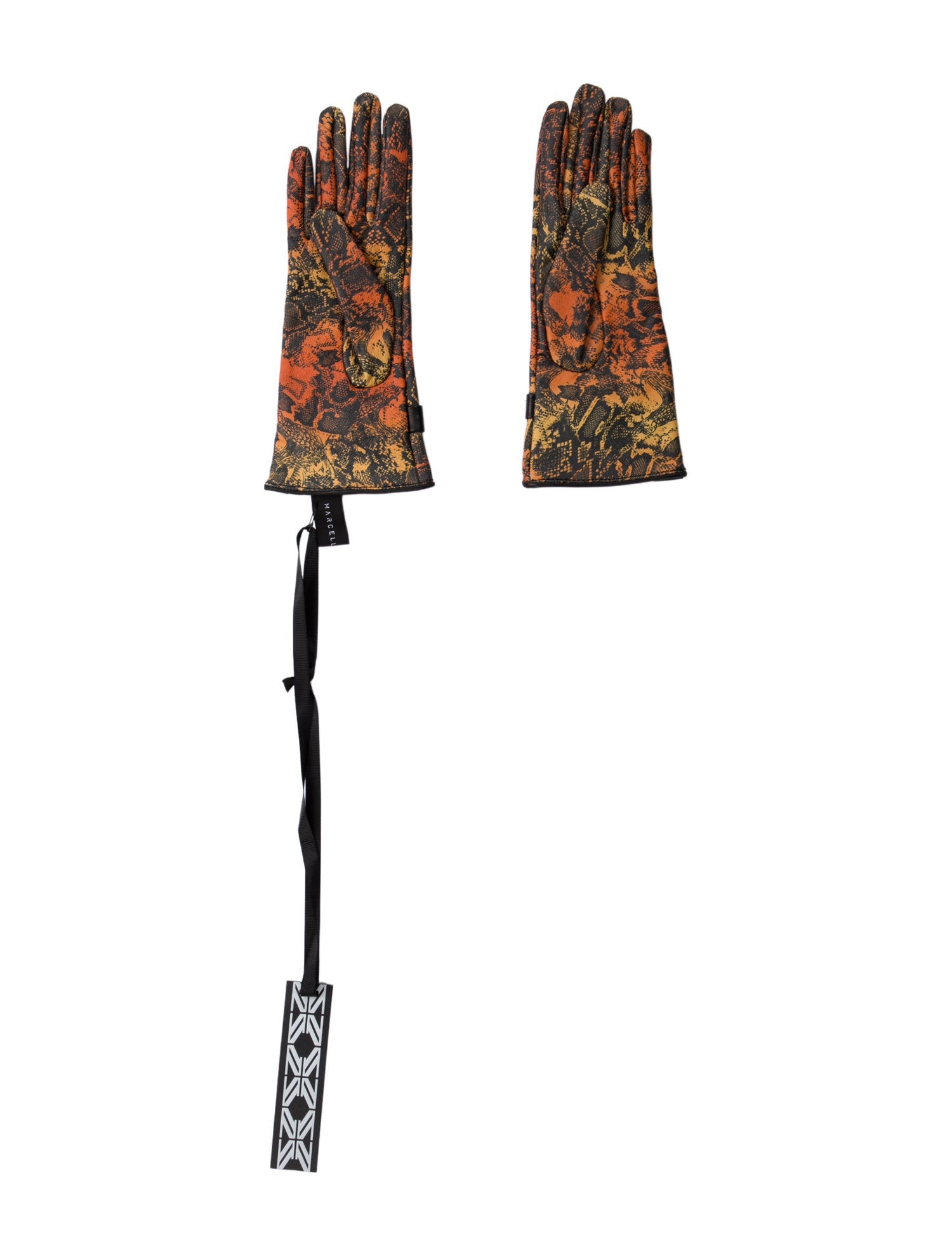 Marcell Von Berlin Orange and Red Patterned Gloves w/Tags