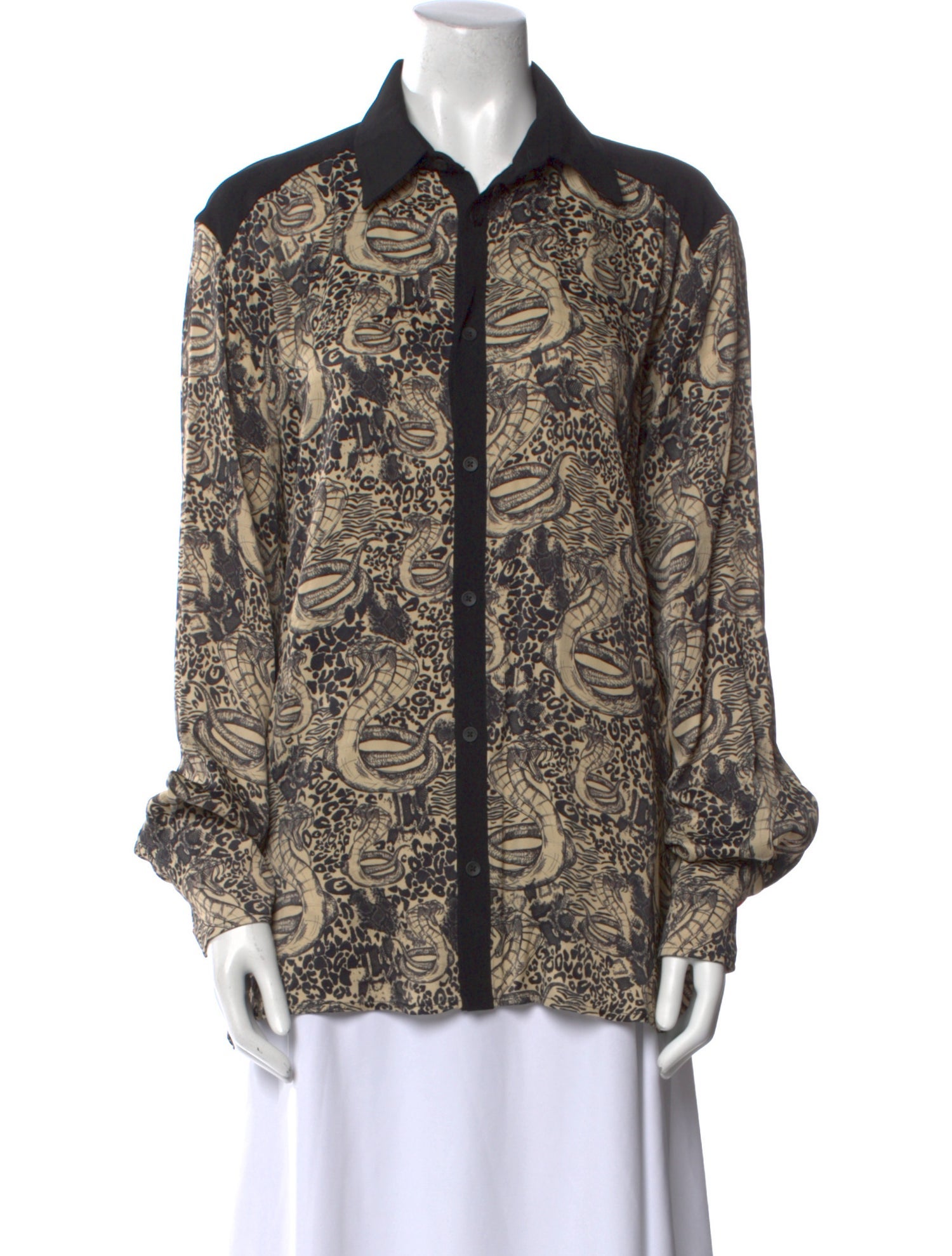 Marcell Von Berlin Printed Long Sleeve Button-Up Top