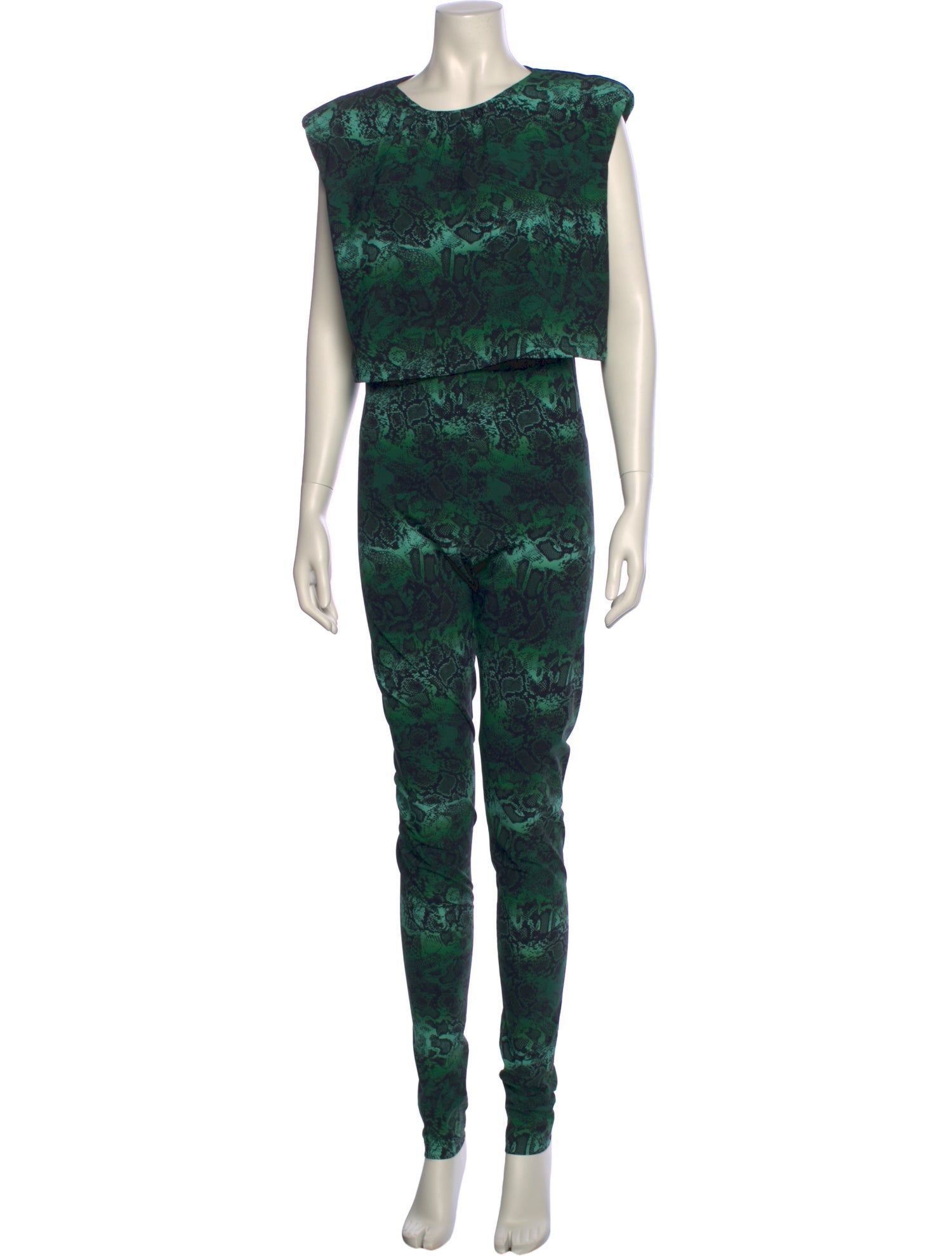 Marcell Von Berlin Animal Print Crew Neck Jumpsuit