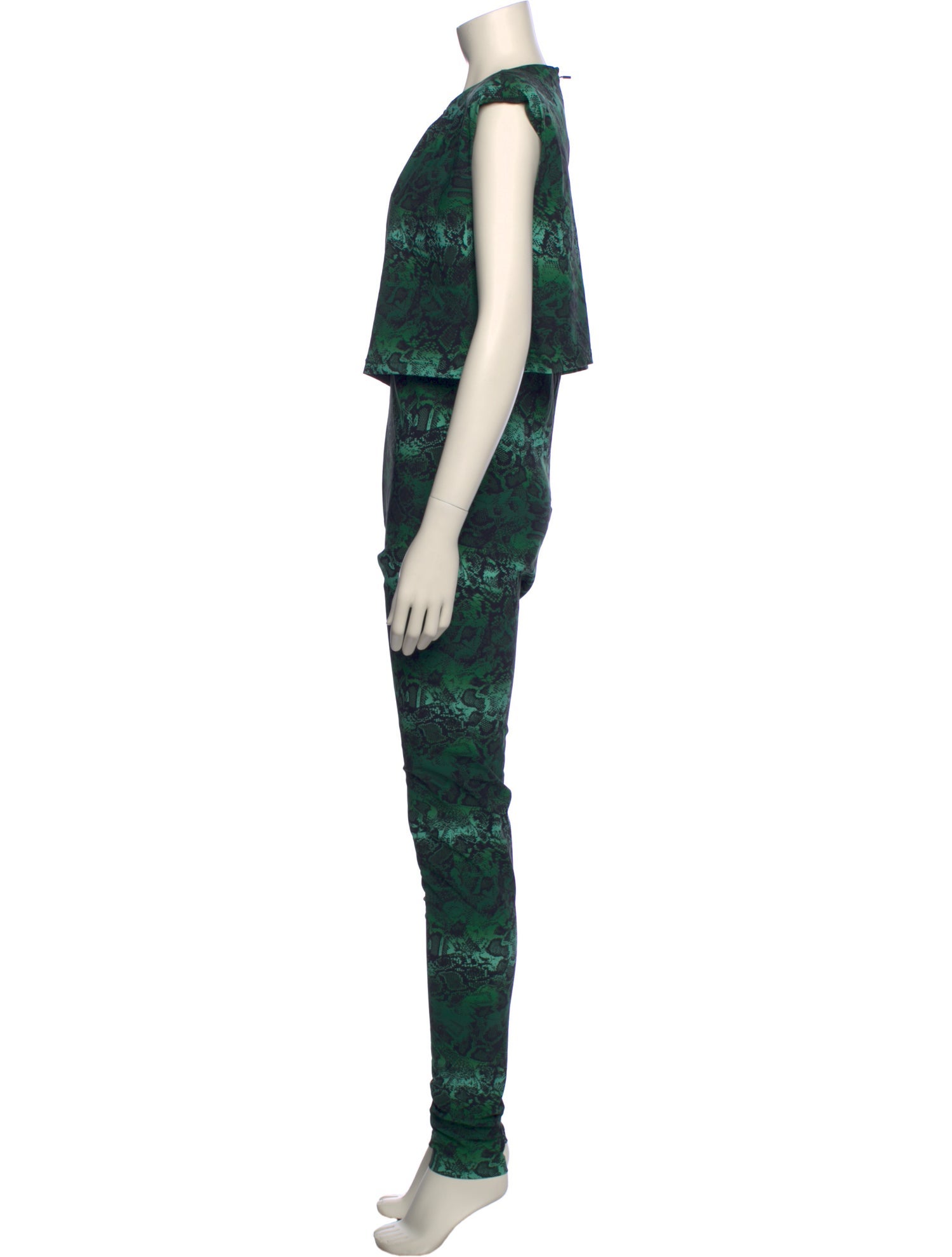 Marcell Von Berlin Animal Print Crew Neck Jumpsuit