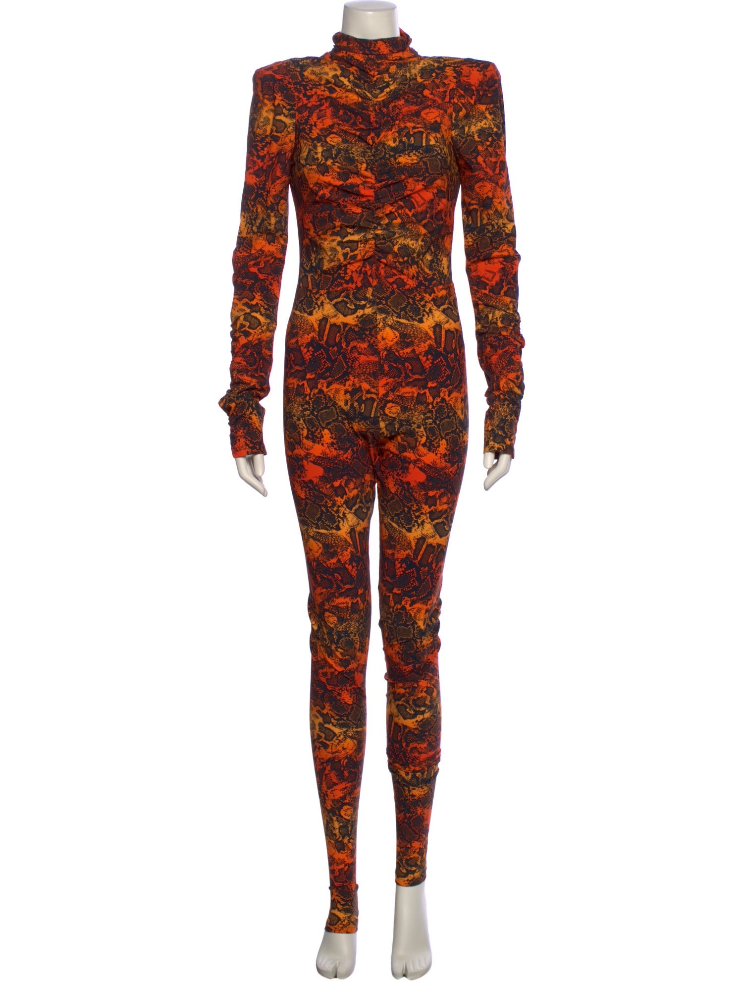 Marcell Von Berlin Animal Print Mock Neck Jumpsuit