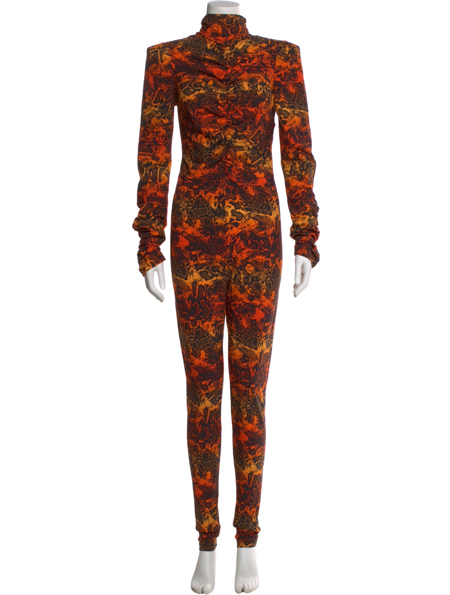 Marcell Von Berlin Animal Print Mock Neck Jumpsuit