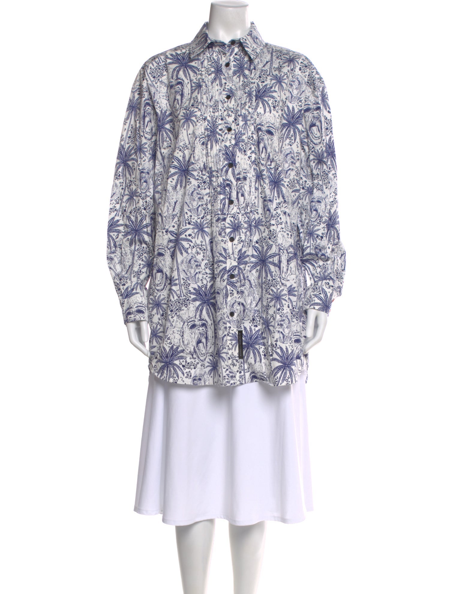 Marcell Von Berlin Printed Long Sleeve Button-Up Top