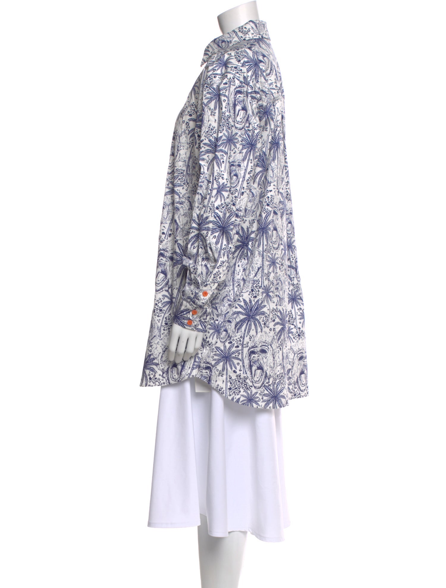 Marcell Von Berlin Printed Long Sleeve Button-Up Top