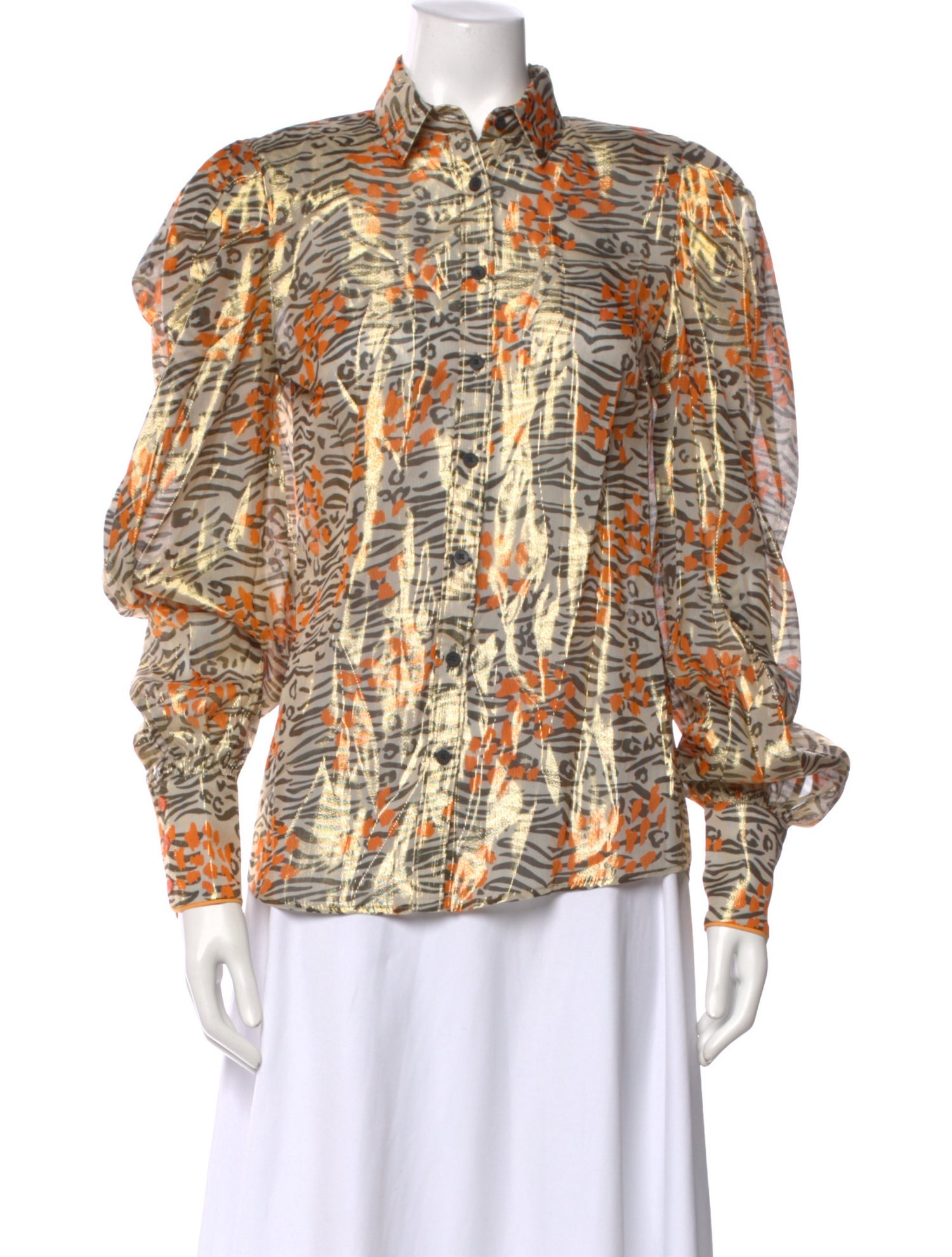 Marcell Von Berlin Animal Print Long Sleeve Blouse w/ Tags