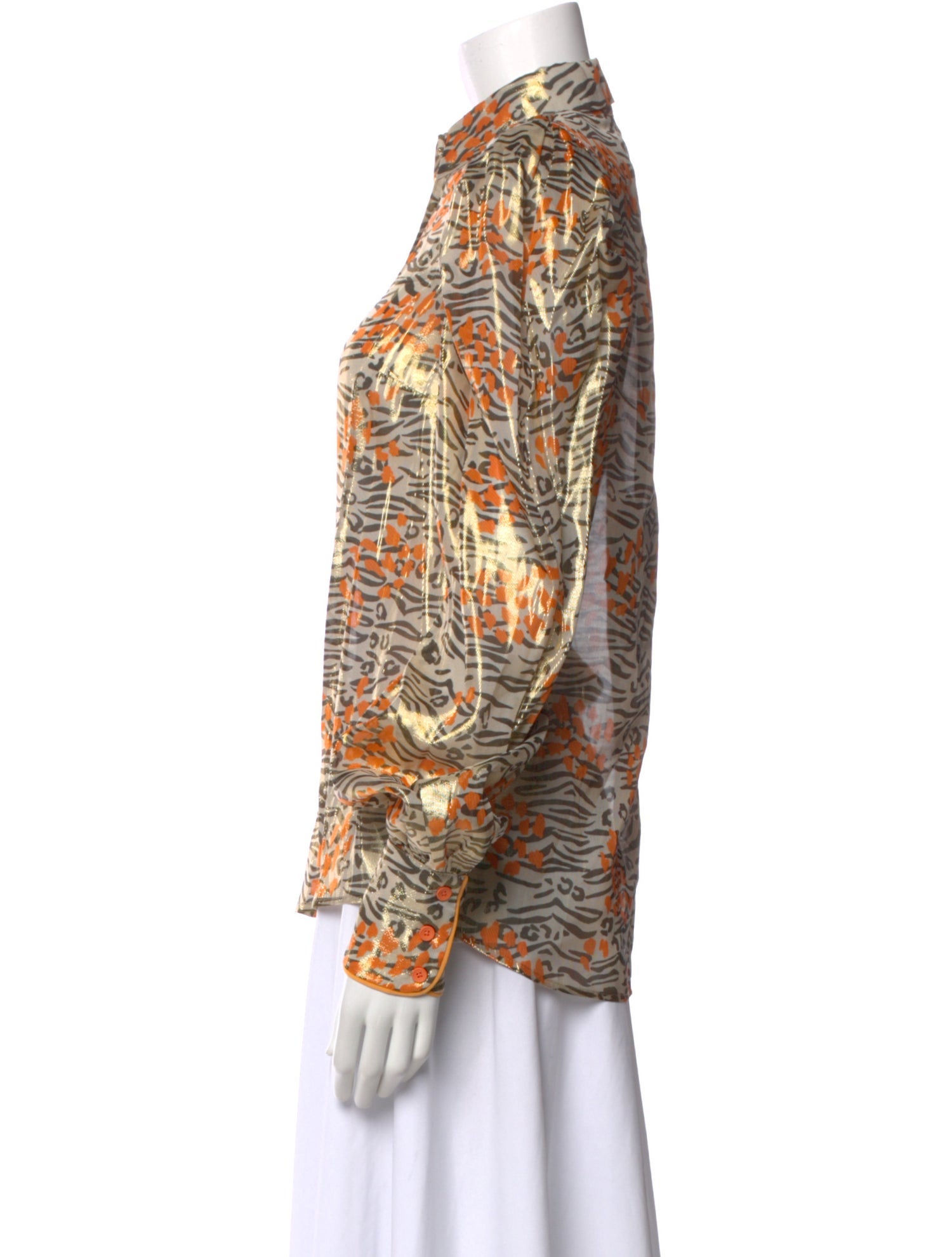 Marcell Von Berlin Animal Print Long Sleeve Blouse w/ Tags