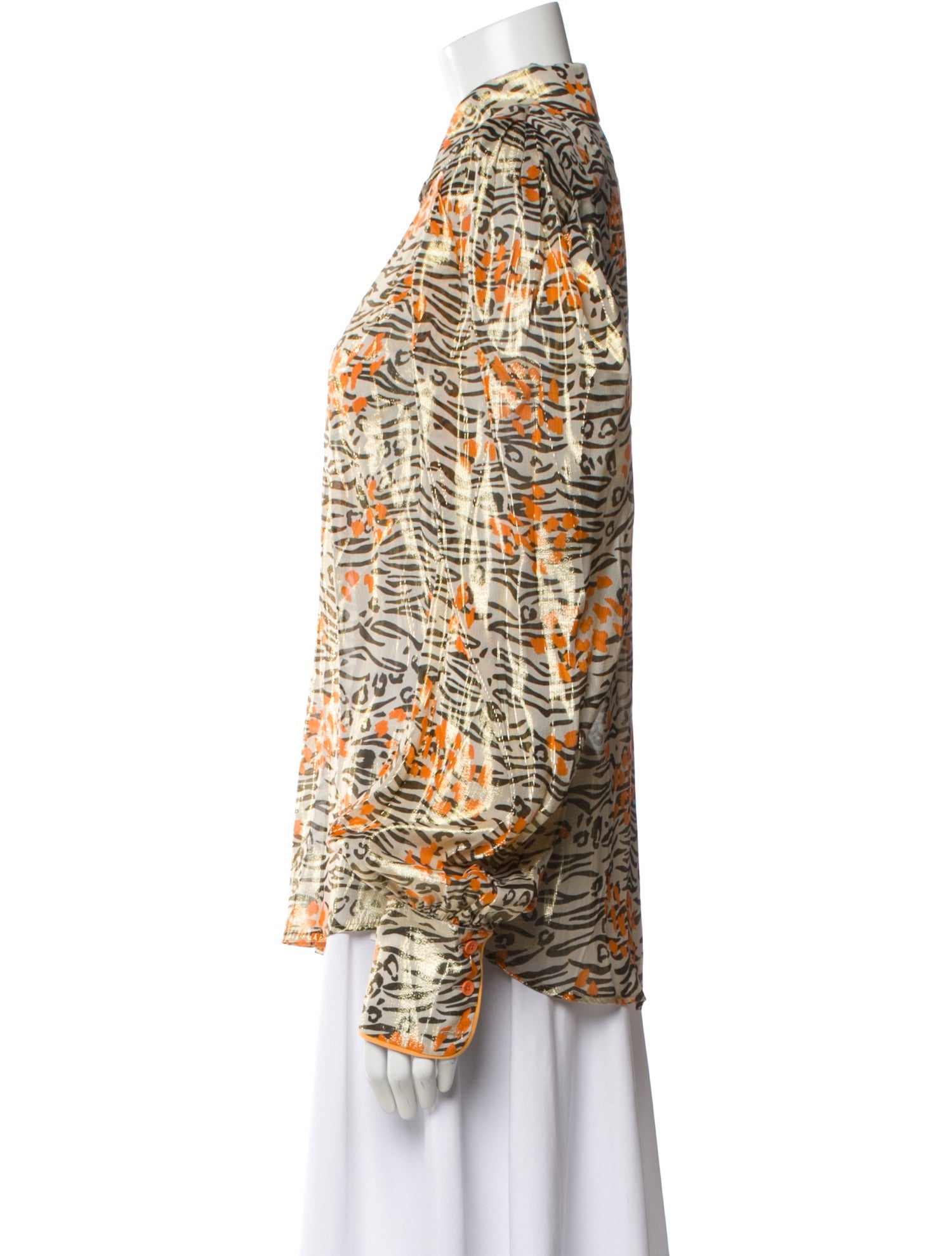 Marcell Von Berlin Animal Print Long Sleeve Blouse w/ Tags