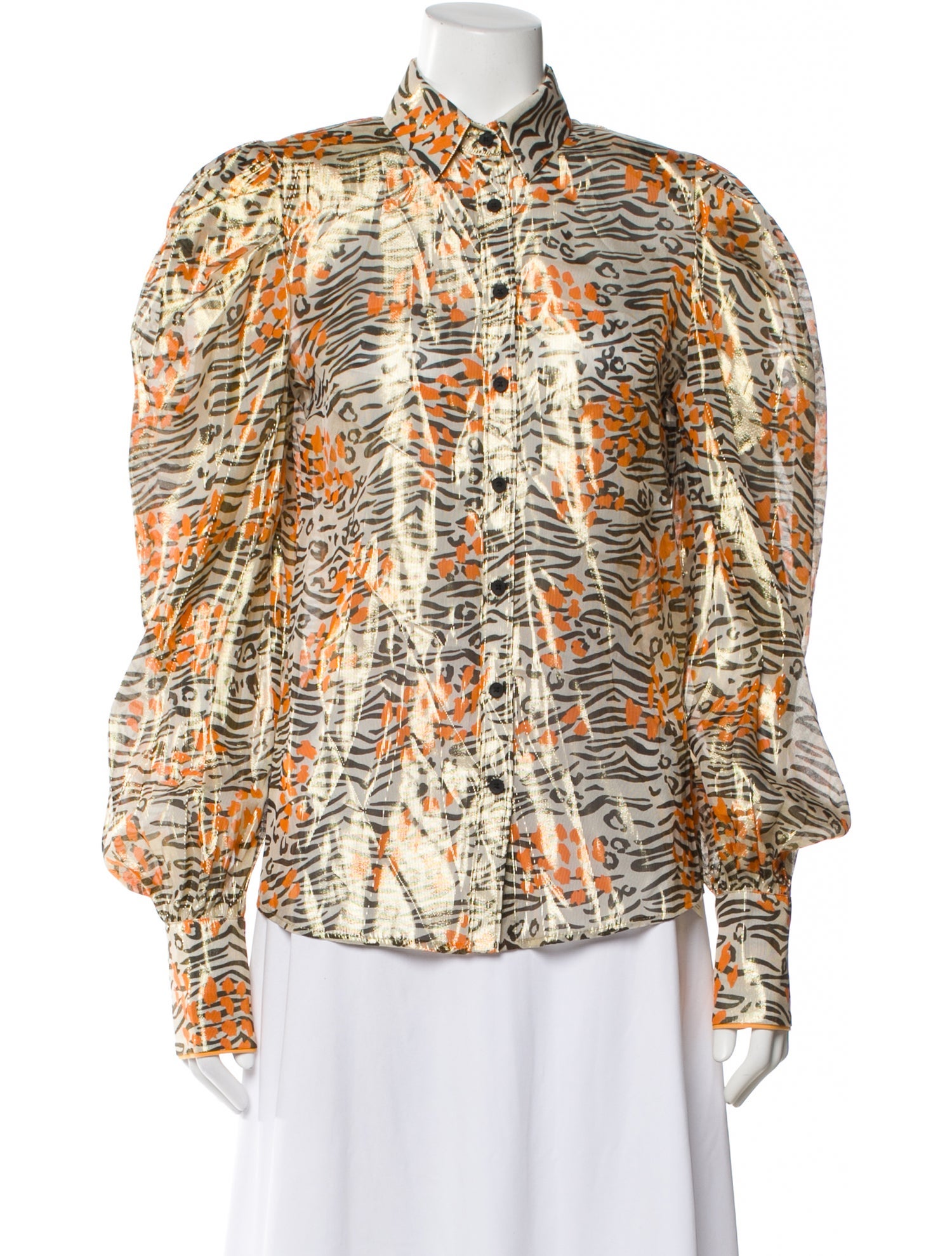 Marcell Von Berlin Animal Print Long Sleeve Blouse w/ Tags